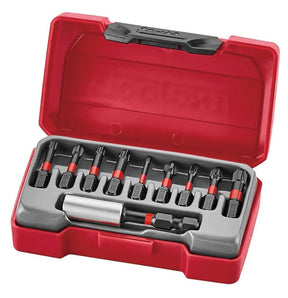 Teng Tools 10 Piece Construction Impact Bit Set – 1/4'' Hex Mixed Bits for High-Torsion Applications