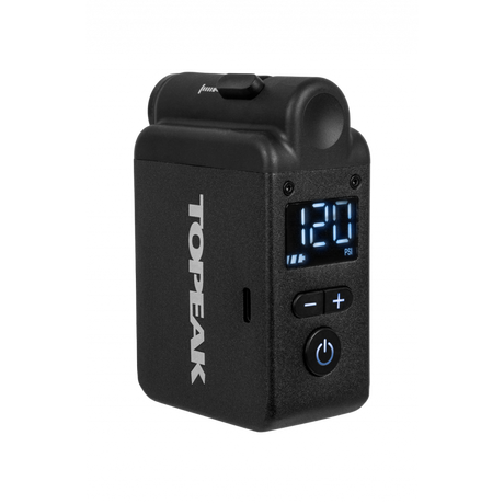 Topeak E‑Booster Digital Mini Electric Bike Pump - 120 psi / 8 bar, SmartHead Presta & Schrader