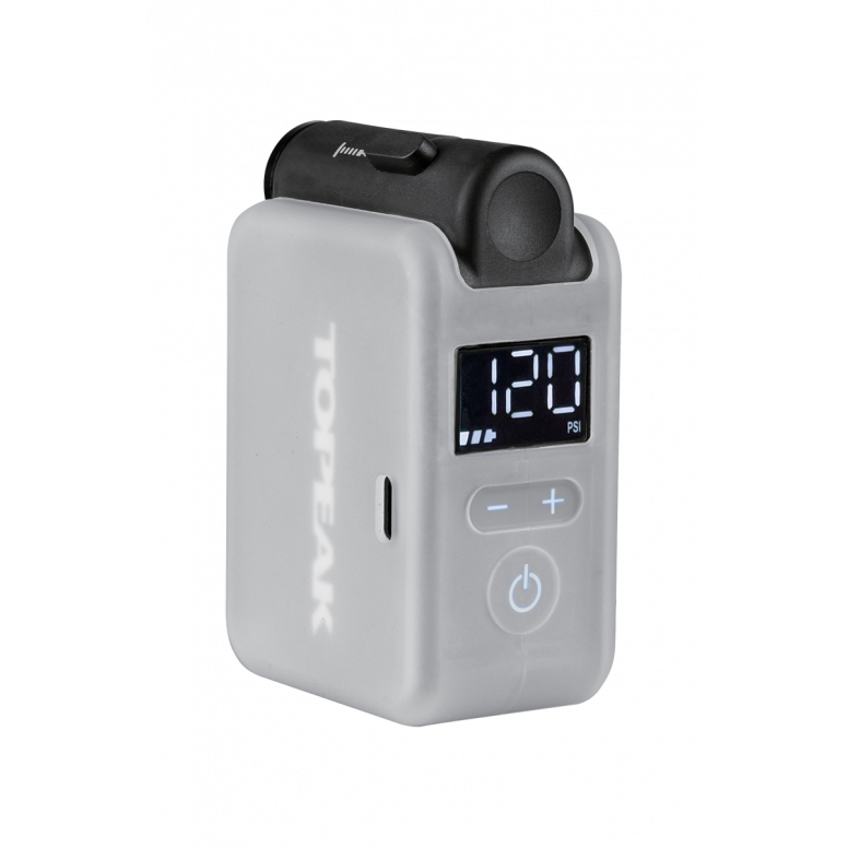 Topeak E‑Booster Digital Mini Electric Bike Pump - 120 psi / 8 bar, SmartHead Presta & Schrader