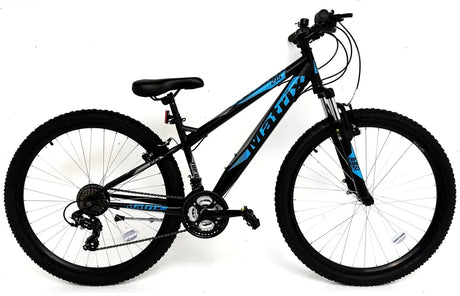 IGNITE TOPGUN 15"/27.5 Bike - Matt Black with Neon Blue, Steel Frame & Front Suspension