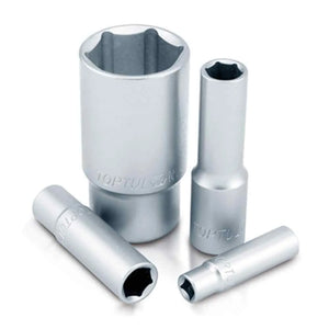 Toptul 1/2" Dr Deep Socket Satin 6pt x 23mm