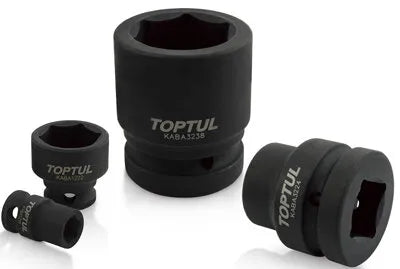 Toptul 3/4"Dr Impact Socket 6pt | Black Phosphate Finish, CR-MO, DIN 3121
