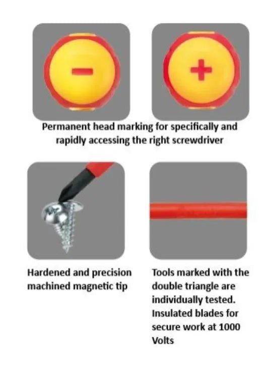Toptul 6Pc VDE Insulated Screwdriver Set - Slotted & Phillips with Voltage Tester