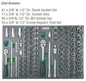 Toptul 8 Drawer Tool Trolley - 448 pcs Mechanical Tool Set