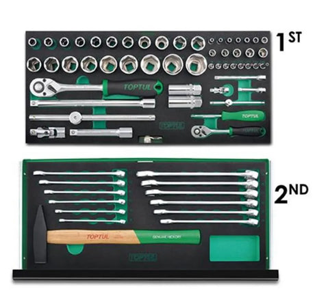 Toptul 99PCS Tool Kit QGCAZ0038 - Comprehensive Hand Tool Set with EVA Foam Trays