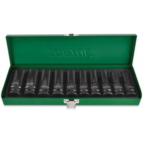 Toptul QGDAD1002 1/2" Dr Deep Impact Socket Set 10Pc 10-24mm 