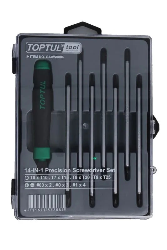 TOPTUL Set of Screwdrivers 8pcs GAAW0804 - 14-in-1 Phillips & Torx Driver Set