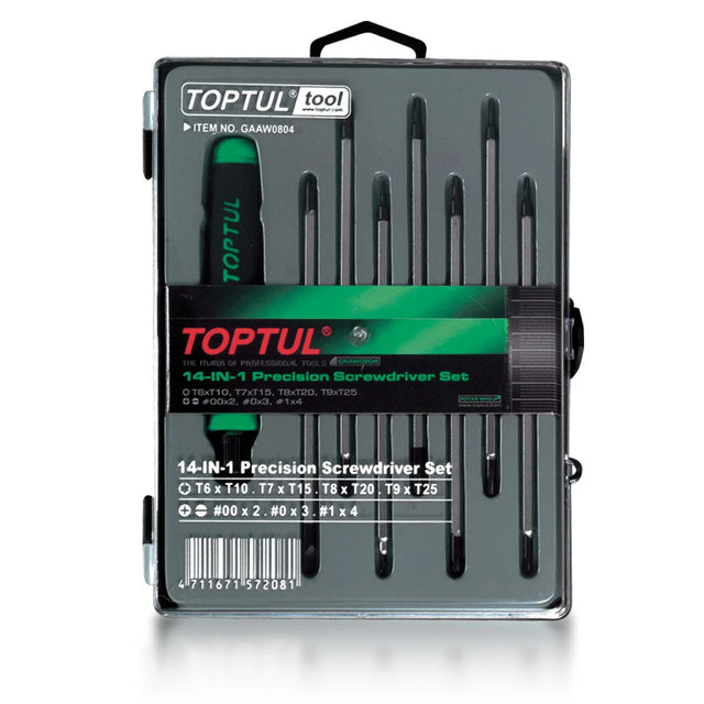 TOPTUL Set of Screwdrivers 8pcs GAAW0804 - 14-in-1 Phillips & Torx Driver Set