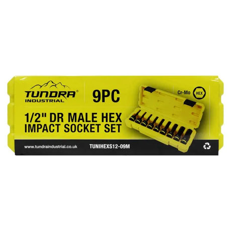 TUNDRA 1/2" Drive Impact Hex Bit Set - 9pc Male Hex Socket Set TUNIHEXS12-09M