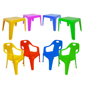 Kids Plastic Stackable Chair & Table Bundle (4 Chairs/1 Table)