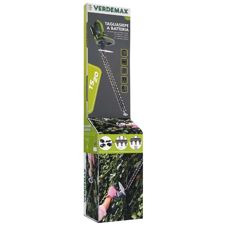 Verdemax TS20 Battery Powered Hedge Trimmer | 20V 2Ah Battery Included | 61cm Blade