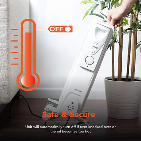 Warm Lite 1500W Oil Filled Radiator | Portable 7-Fin Heater with Adjustable Thermostat & Safety Features
