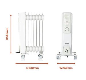 Warm Lite 1500W Oil Filled Radiator | Portable 7-Fin Heater with Adjustable Thermostat & Safety Features