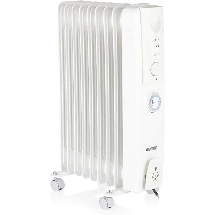 Warmlite 2000W Oil Filled Radiator with Timer | Energy-Efficient Freestanding Heater with Adjustable Thermostat