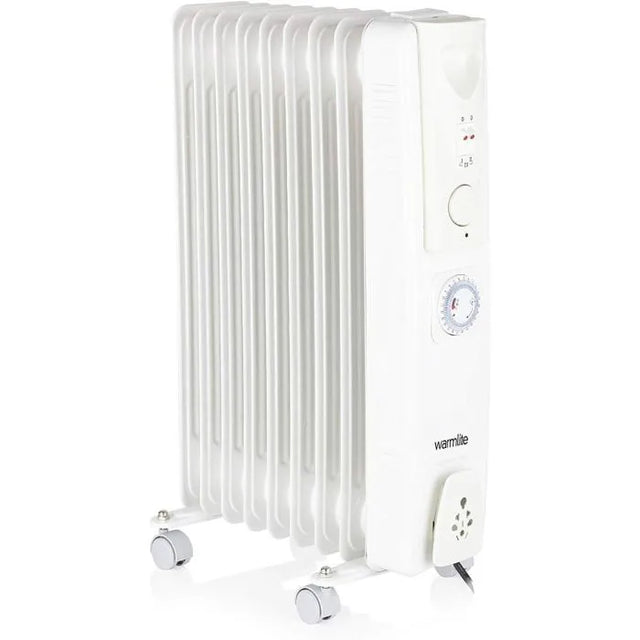 Warmlite 2000W Oil Filled Radiator with Timer | Energy-Efficient Freestanding Heater with Adjustable Thermostat