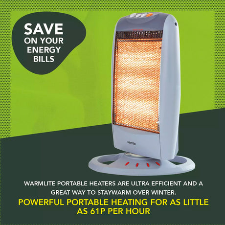 Warmlite 800 W Quartz Heater WL42006 - Compact Portable Radiant Heater with 400/800 W Settings