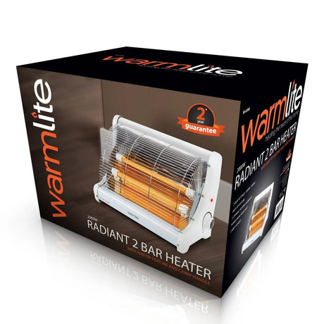 Warmlite Radiant 2 Bar Fire WL42008 - White Portable 2‑Bar Infrared Heater