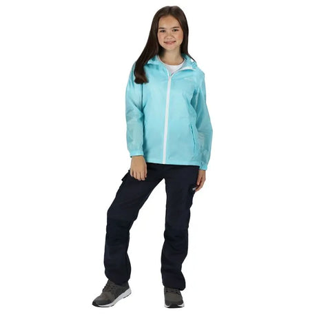 Regatta Kids' Pack It Lightweight Waterproof Hooded Packaway Walking Jacket Cool Aqua