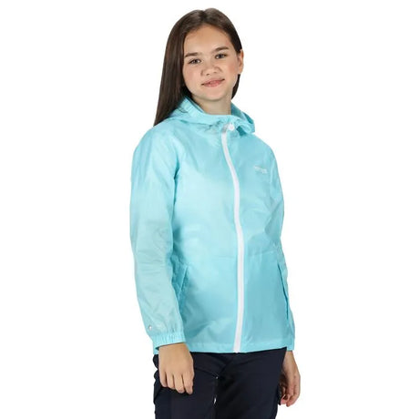 Regatta Kids' Pack It Lightweight Waterproof Hooded Packaway Walking Jacket Cool Aqua