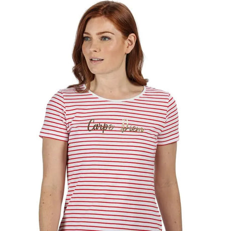 Regatta Kimberley Walsh Olwyn Striped Carpe Diem T-Shirt True Red