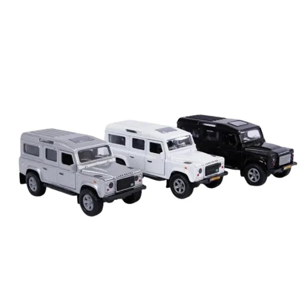 Kids Globe Pull‑Back Land Rover Defender Light & Sound - Die‑Cast 4×4 with Opening Doors & Suspension (13 cm)