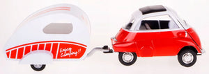 Welly BMW Red Isetta 250 Metal Model with Trailer | 1:34 Scale Die-Cast Collectible