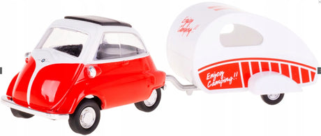 Welly BMW Red Isetta 250 Metal Model with Trailer | 1:34 Scale Die-Cast Collectible