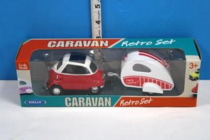 Welly BMW Red Isetta 250 Metal Model with Trailer | 1:34 Scale Die-Cast Collectible