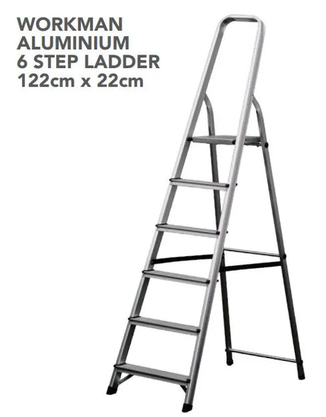 Workman Aluminium 6 Step Ladder - 122cm x 22cm (L015)
