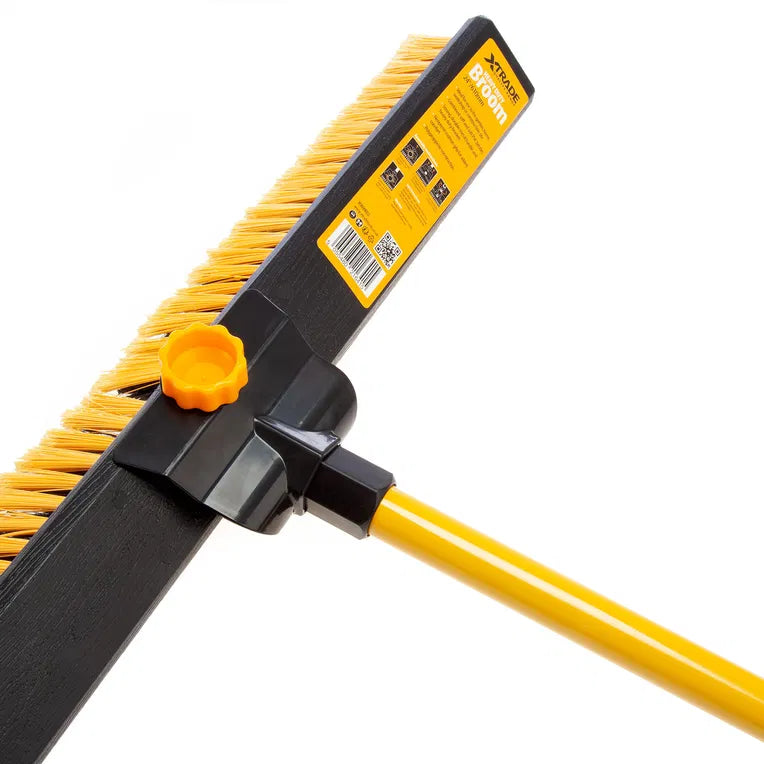 XTRADE Heavy Duty Broom 24"/610mm - Dual Bristle with Metal Handle & Cushion Grip