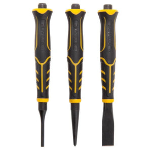 XTrade 3 Piece Chisel & Punch Set - Durable Chrome Vanadium Steel, Precision Machined Tips