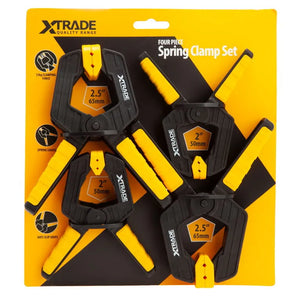 XTrade 4 Piece Spring Clamp Set - Heavy Duty, 15kg Clamping Force with Soft Grip Handles