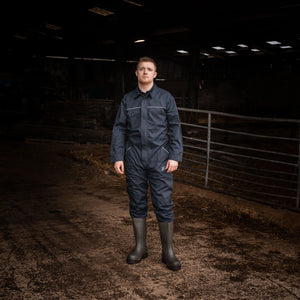Xpert Core Zip-Front Coverall Navy - Durable 250gsm Workwear with Elasticated Cuffs and Reflective Piping