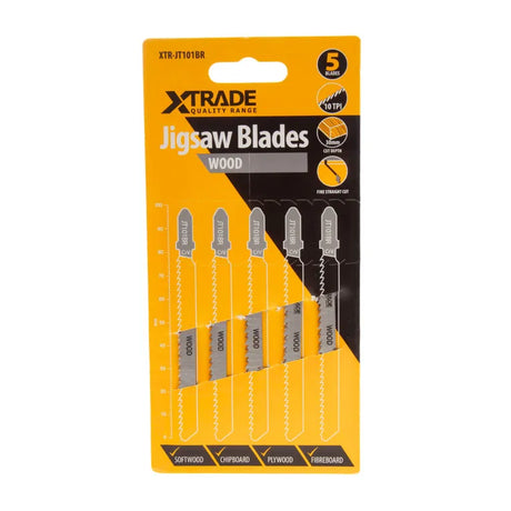 XTRADE JT101B Jigsaw Blade Wood (5 Pack) - 100mm CrV Blades for Clean, Precise Wood Cutting
