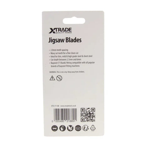 XTRADE JT118B Jigsaw Blade Metal (5 Pack) - 75mm HSS Blades with Wavy Set Teeth