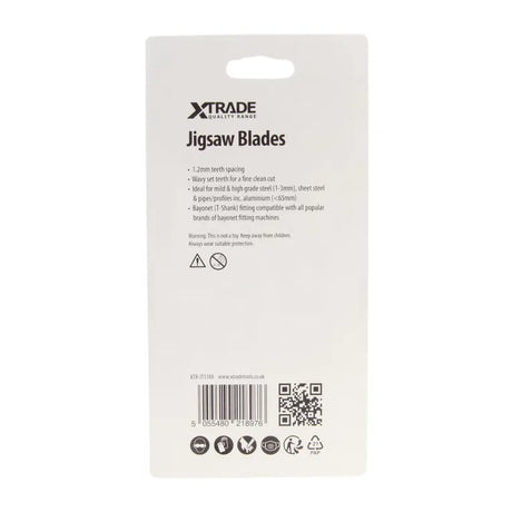 XTRADE JT318A Jigsaw Blade Metal (5 Pack) - 132mm HSS Blades with Wavy Set Teeth
