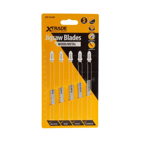 XTRADE JT345XF Jigsaw Blade Metal/Wood (5 Pack) - T-Shank BIM Progressor Blades