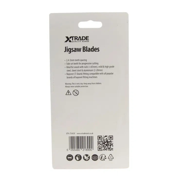 XTRADE JT345XF Jigsaw Blade Metal/Wood (5 Pack) - T-Shank BIM Progressor Blades