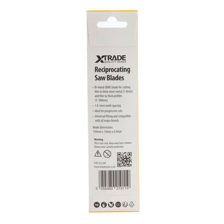 XTRADE S123XF Recip Saw Blade Metal (5 Pack) - 150mm BIM Blades for Progressive Metal Cuts