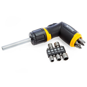XTrade 12 Piece Ratchet Screwdriver Set - Dual-Grip Design with S2 Bits and Sockets