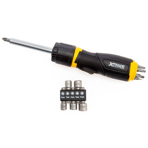 XTrade 12 Piece Ratchet Screwdriver Set - Dual-Grip Design with S2 Bits and Sockets