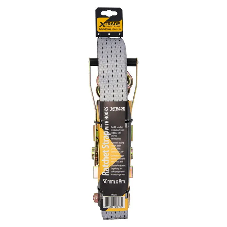 XTrade Ratchet Straps with Hooks 50mm x 8m