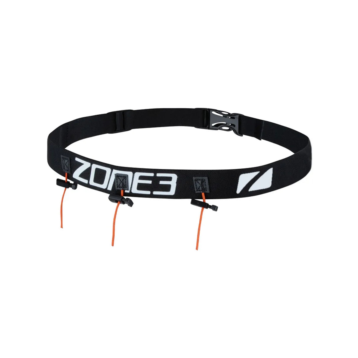 Zone3 Racebelt with Gel Loops Black/White - Adjustable Triathlon Race Number Belt