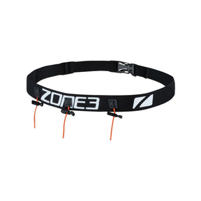 Zone3 Racebelt with Gel Loops Black/White - Adjustable Triathlon Race Number Belt